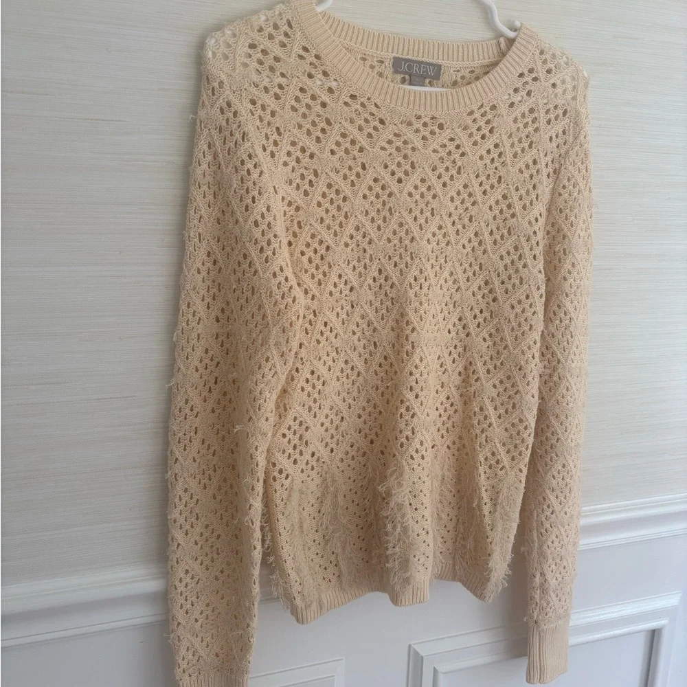 J. Crew Open-Knit Sweater in Light Cream - S